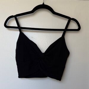 Wilfred Twist-Front Black Ribbed Cropped Cami